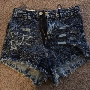 Summer cut off acid wash shorts